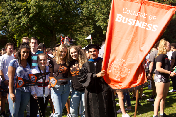 First-year College of Business students gathering at convocation