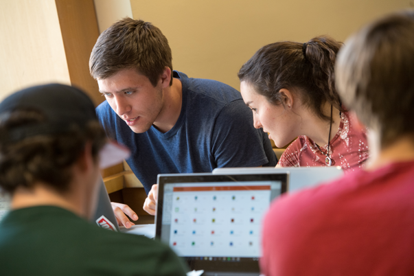 College of Business students working in class