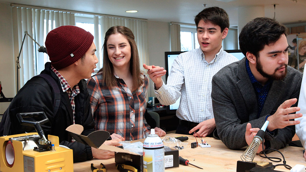 students in the makerspace