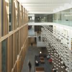 The Abacus, an iconic art installation, is seen from the fourth floor looking out over the digital commons. 